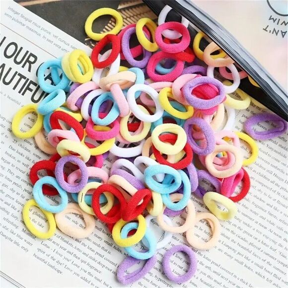 100pcs Vibrant Hair Ties Set - Durable, Stylish, and Colorful Hair Bands - Picture 1 of 2